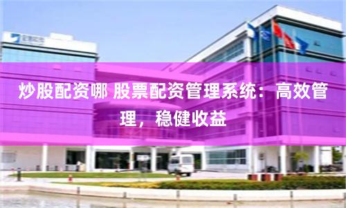 炒股配资哪 股票配资管理系统：高效管理，稳健收益